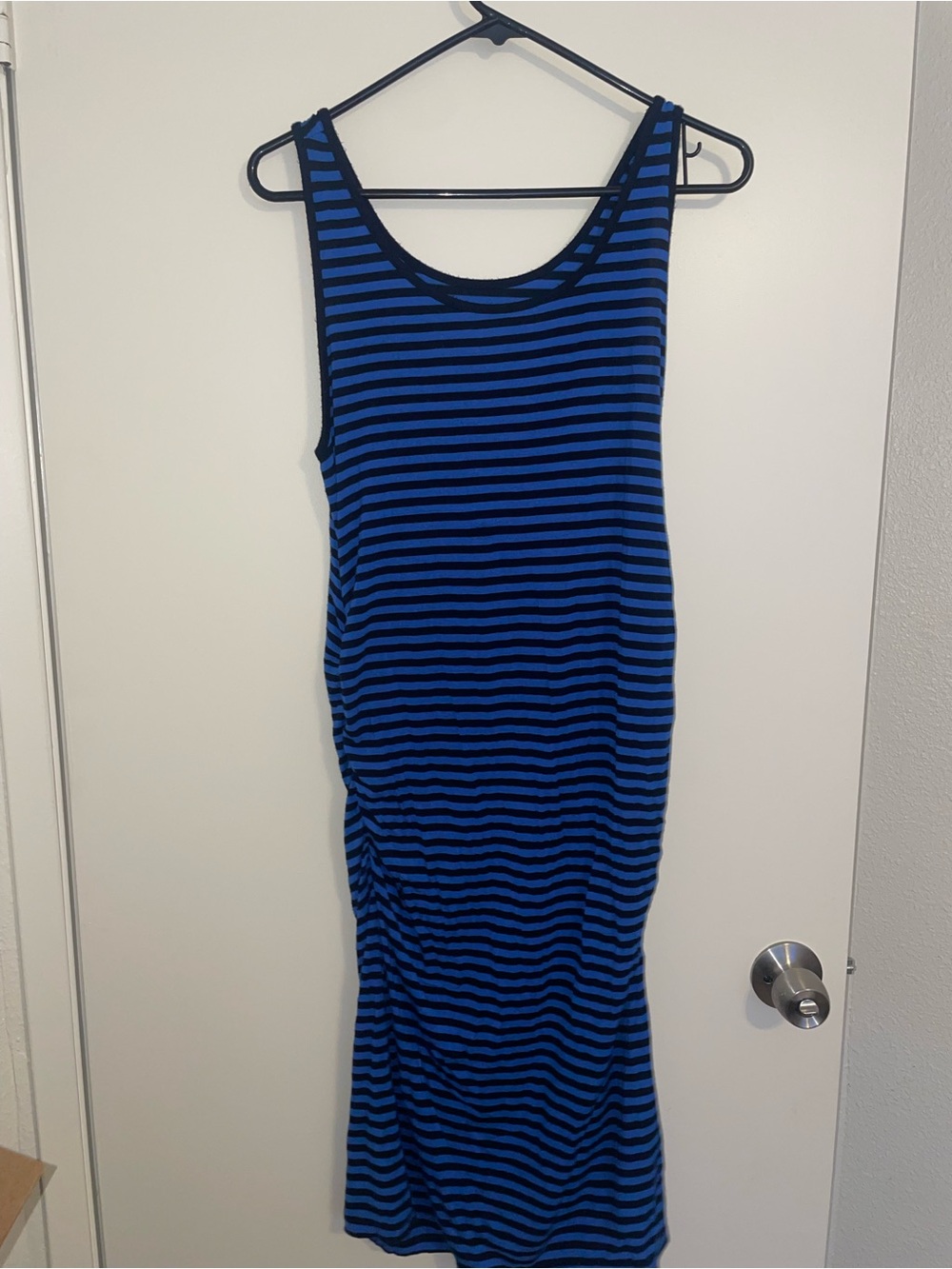Blue and Black Striped Sleeveless Maxi Dress maternity